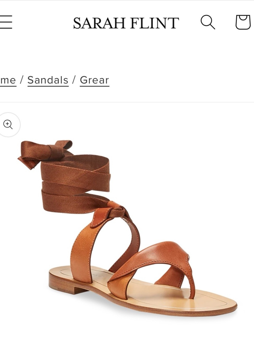 Sarah Flint - Saddle Grear Thong Ankle Tie Sandals (EU 40 / US 9.5-10)